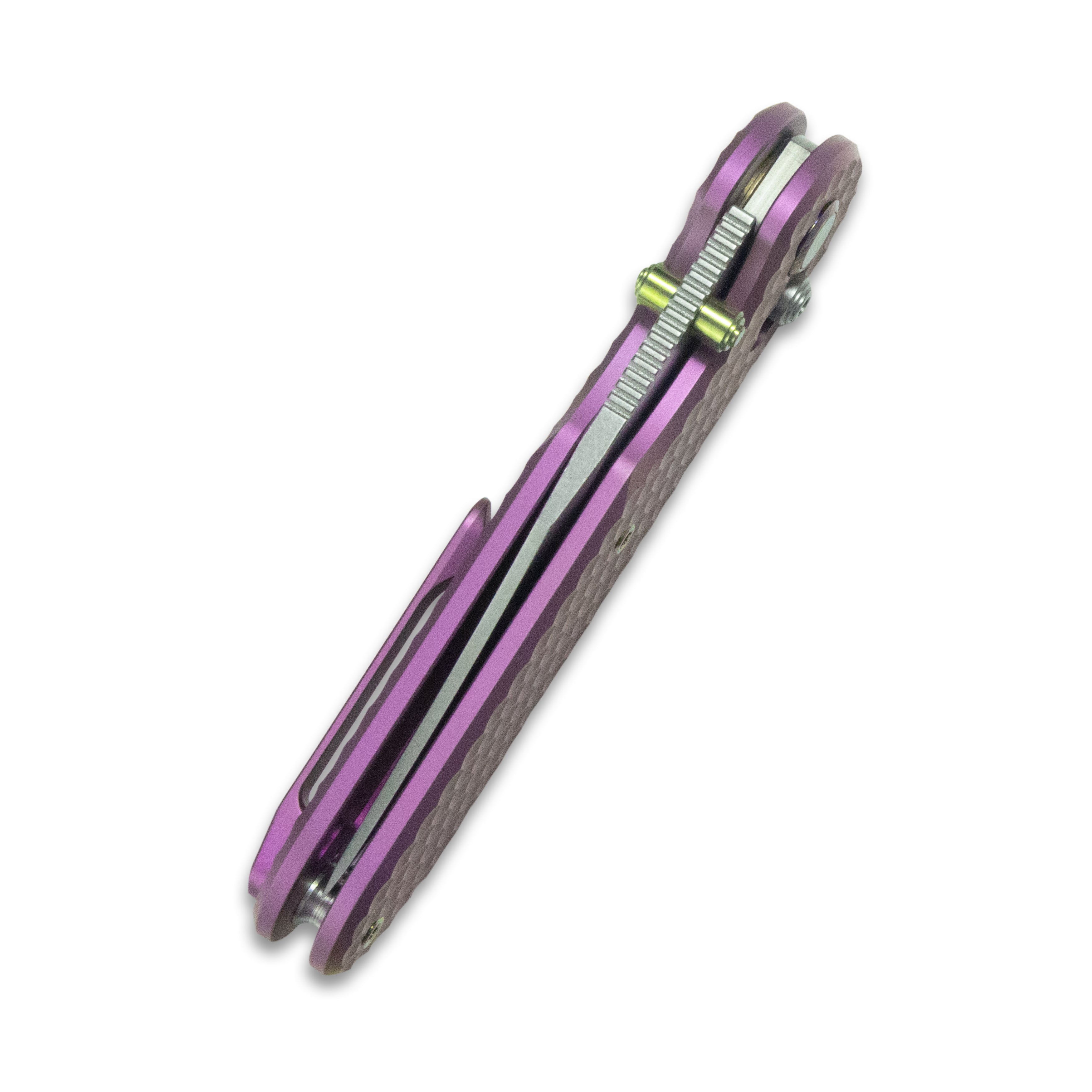 GEO Knife Ethereal Cutter Crossbar lock Folding Knife Purple 6AL4V Titanium Handle 3.0" Stonewash Bohler M390 Blade GEO2401I