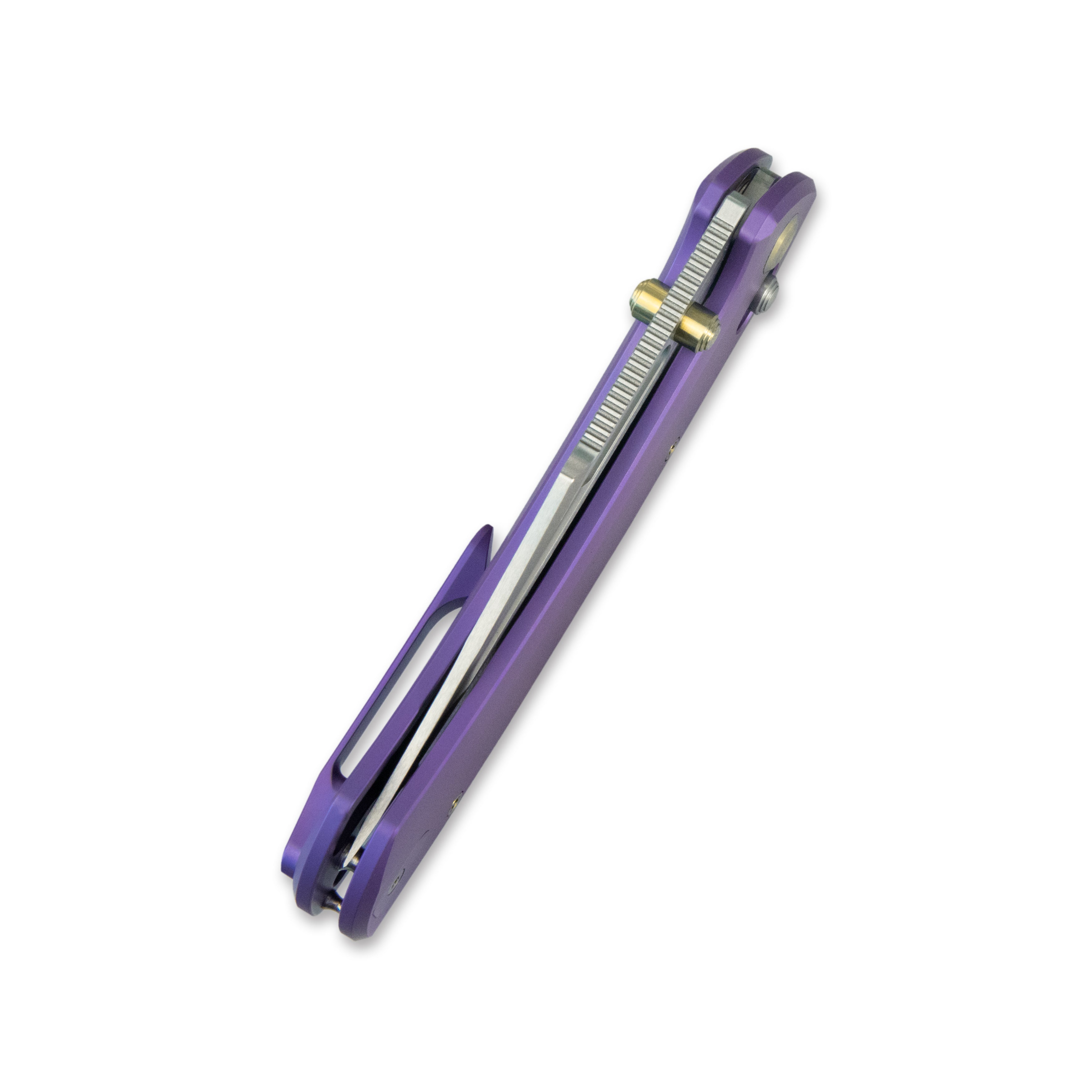 GEO Knife Strix Axis lock Folding Knife Purple blue 6AL4V Titanium Handle 3.6" Hand-Rubbed Satin Stonewash Bohler M390 Blade GEO2510D