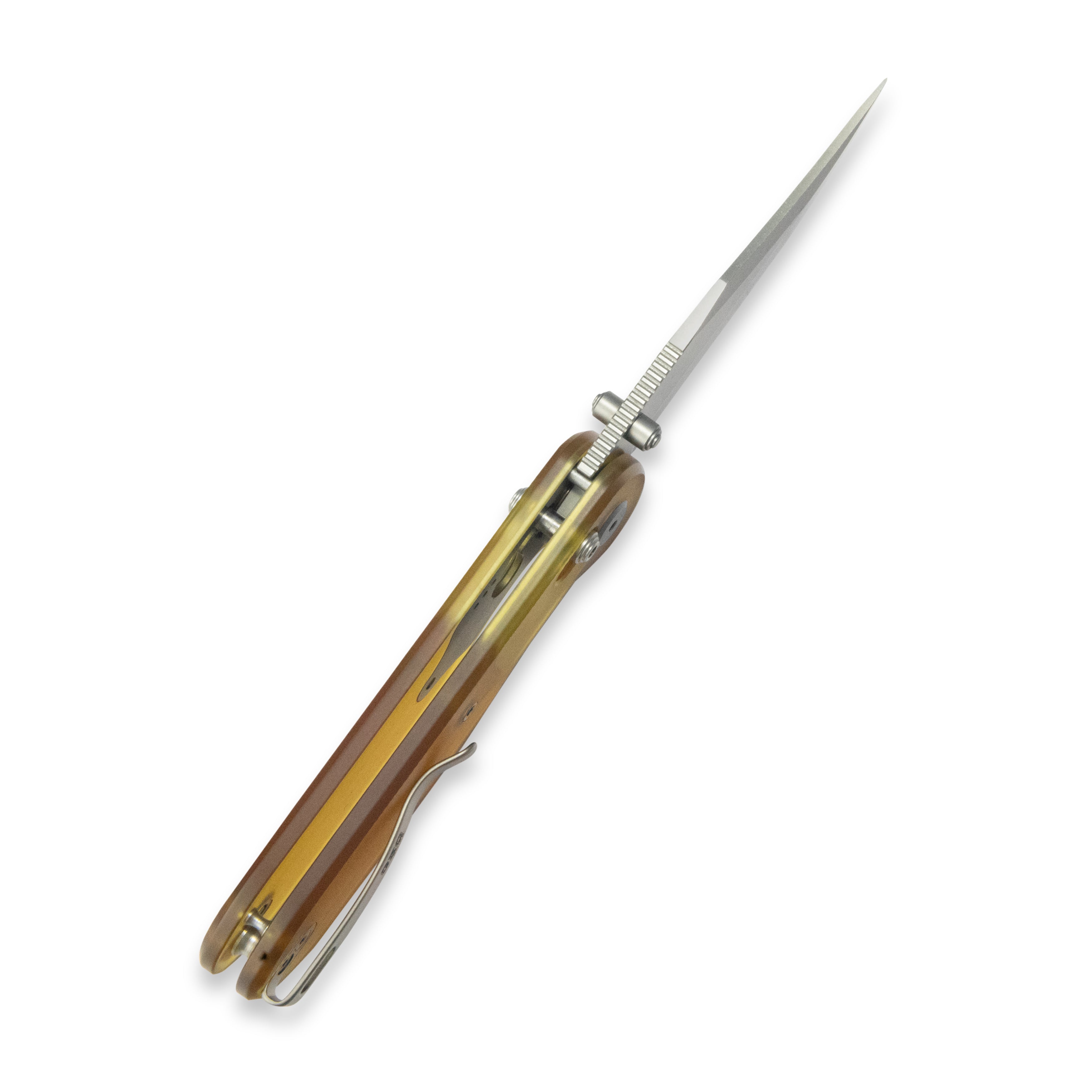GEO Knife Ethereal Cutter Crossbar lock Folding Knife Ultem Handle 3.0" Stonewash Bohler M390 Blade GEO2401E