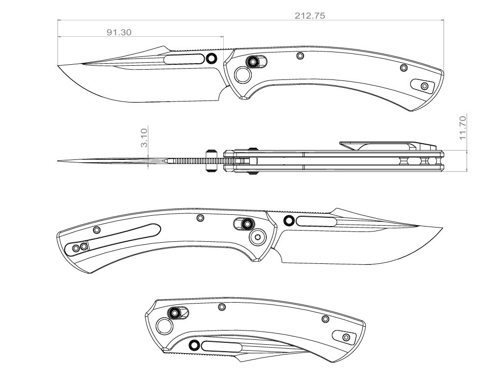 GEO Knife Strix Axis lock Folding Knife Dark Gray 6AL4V Titanium Handle 3.6"Hand-Rubbed Satin Stonewash Bohler M390 Blade GEO2510B