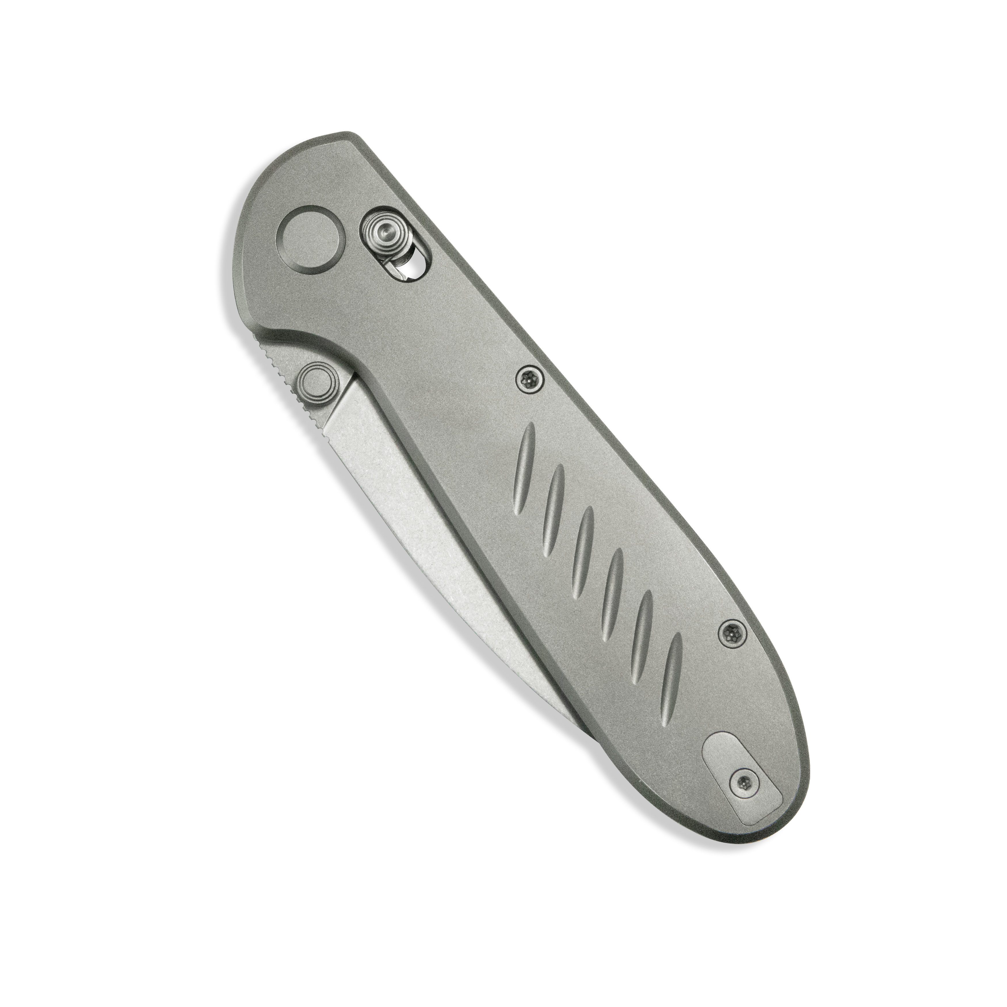 GEO Knife Frost Axis lock Folding Knife Gray 6AL4V Titanium Handle 3.4" Stonewash Bohler M390 Blade GEO2501A