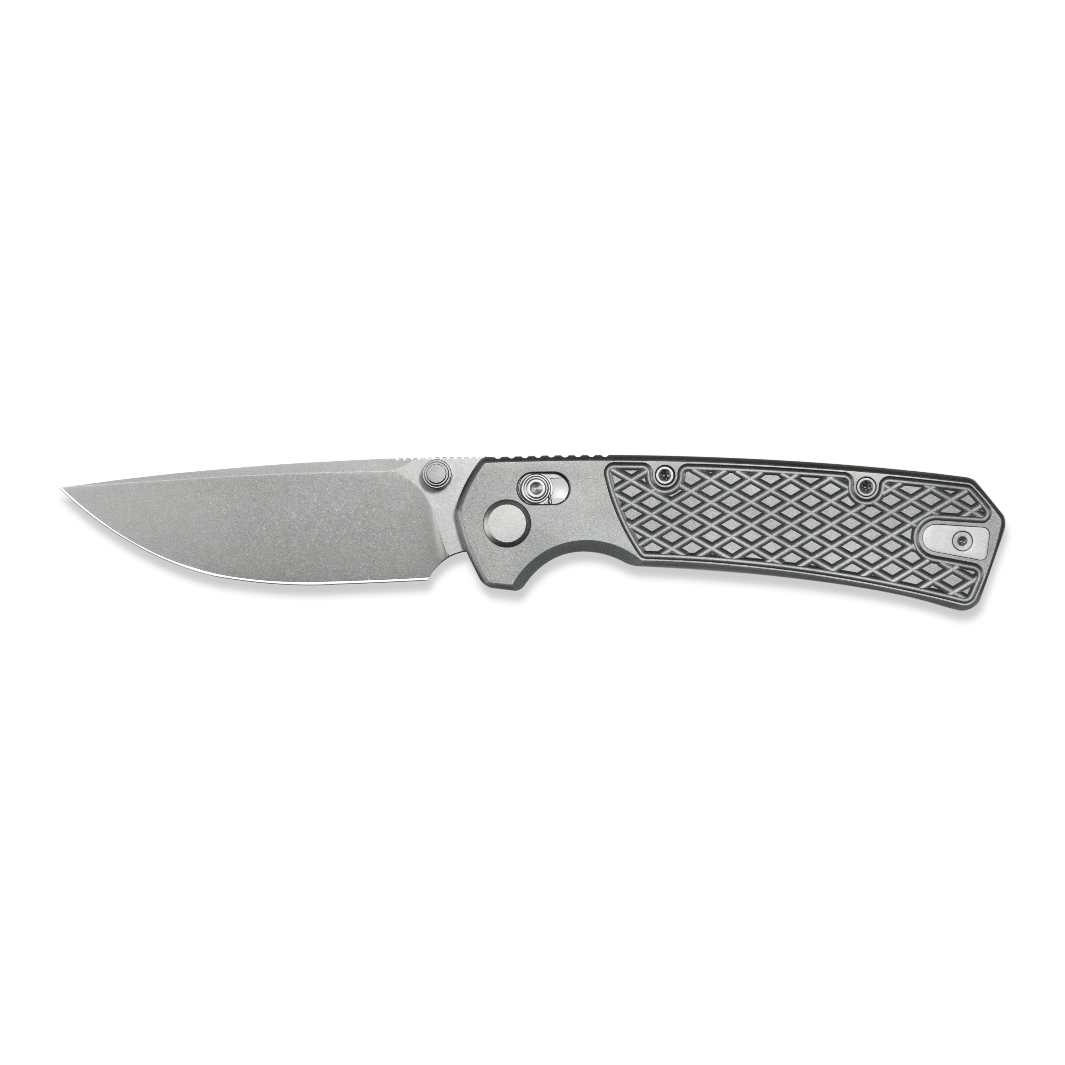 GEO Knife Blaze Crossbar lock Folding Knife Gray 6AL4V Titanium Handle 3.3" Stonewash Bohler M390 Blade GEO2502A