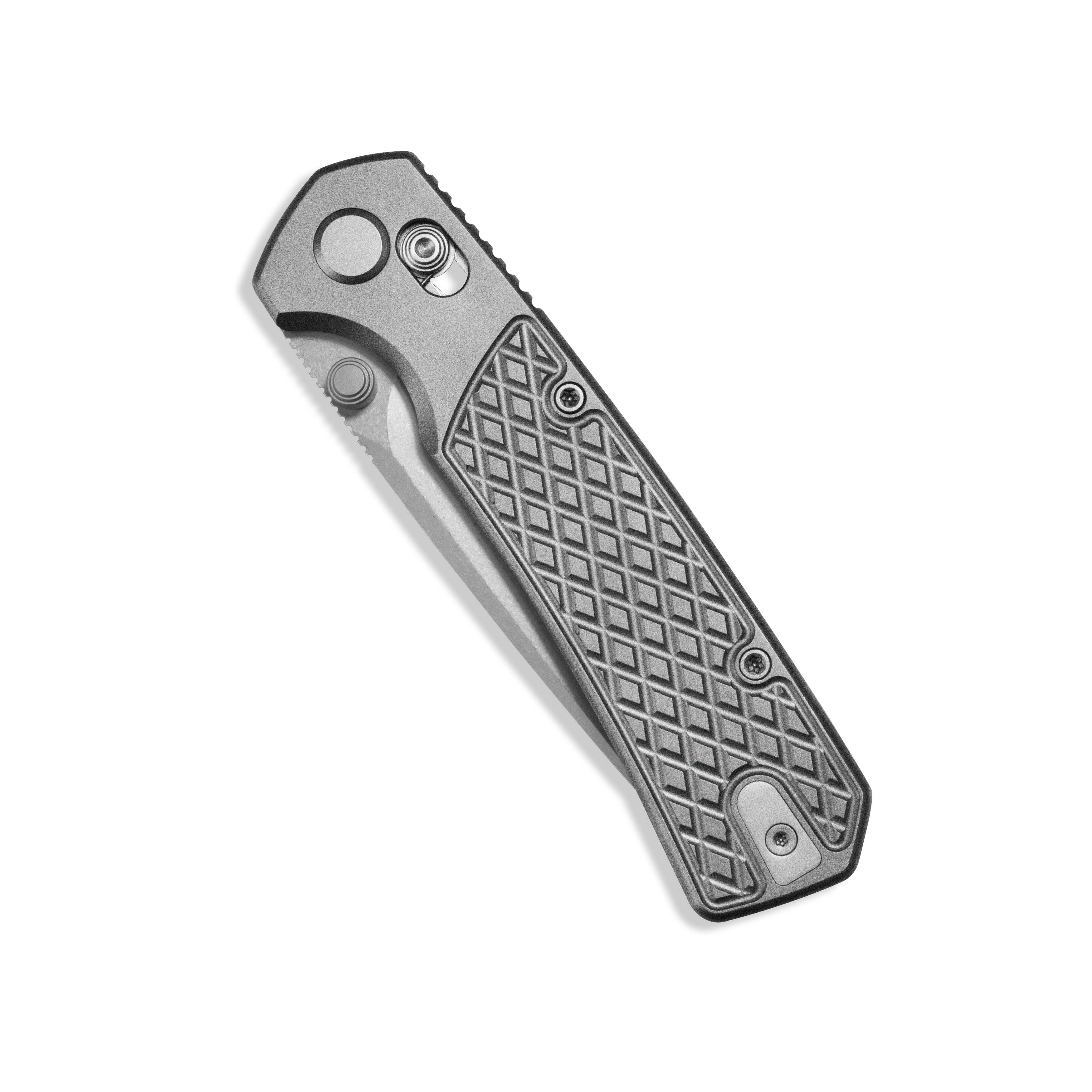 GEO Knife Blaze Crossbar lock Folding Knife Gray 6AL4V Titanium Handle 3.3" Stonewash Bohler M390 Blade GEO2502A