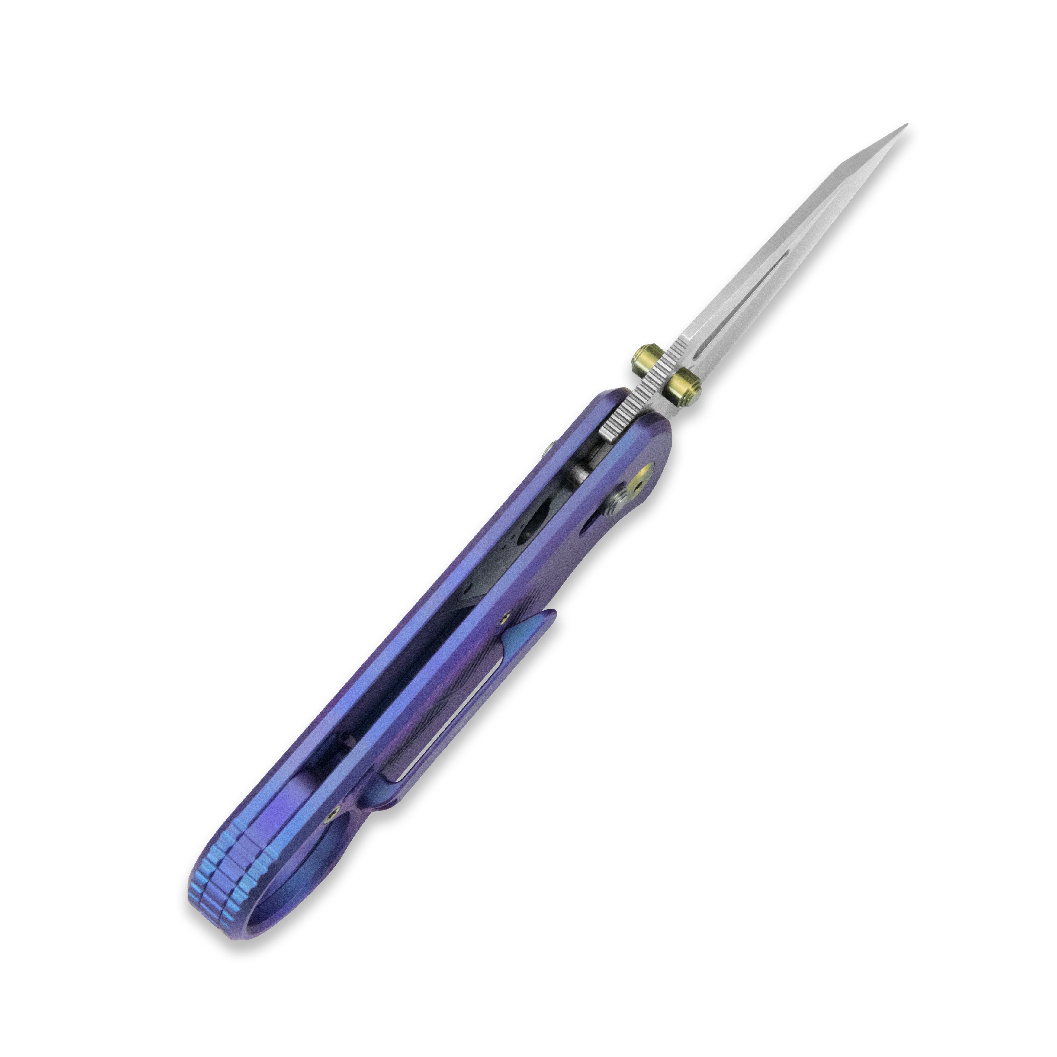 GEO Knife Aska Crossbar lock Folding Knife Purple 6AL4V Titanium Handle 2.8" Hand-Rubbed Satin Stonewash Bohler M390 Blade GEO2511D