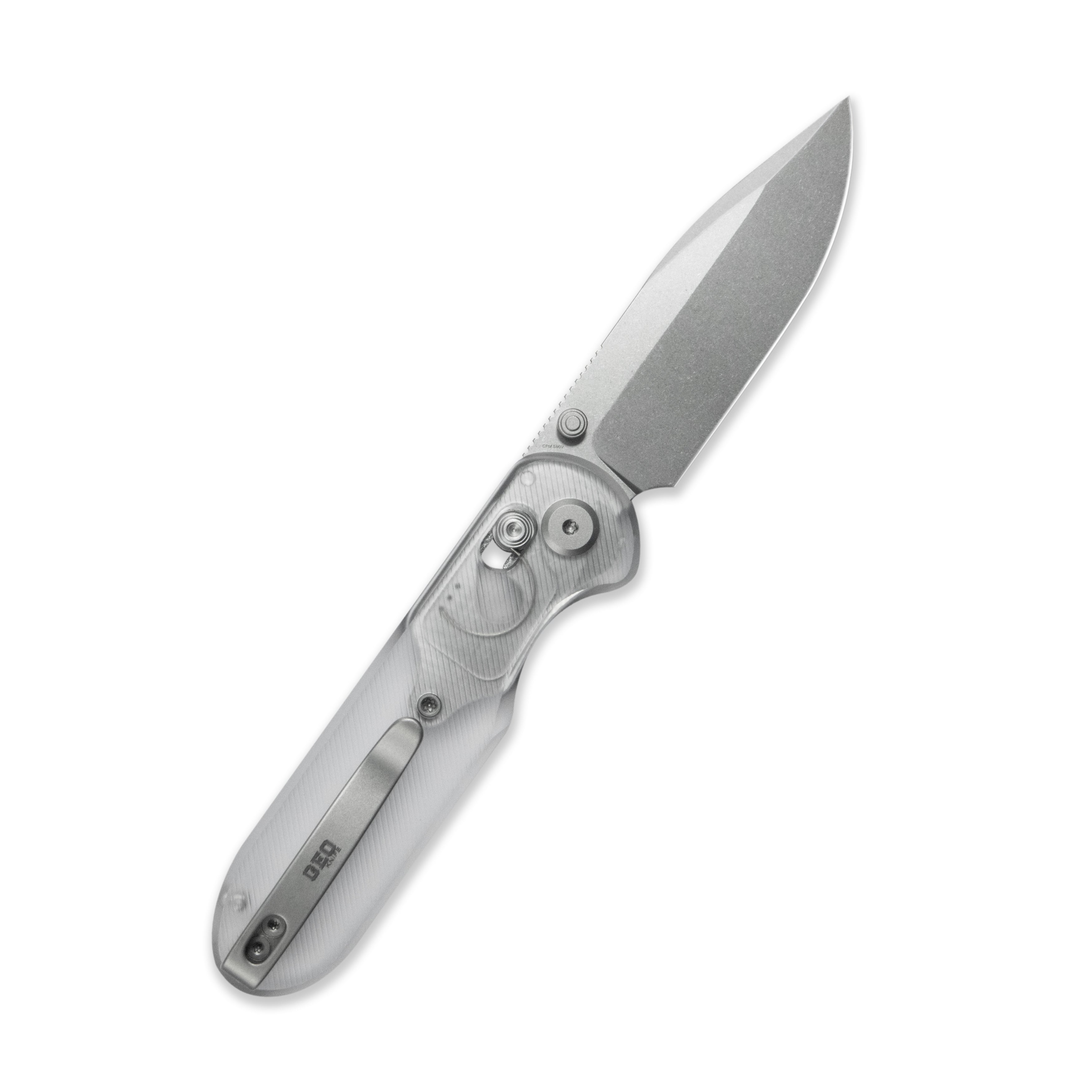 Blade HQ Exclusives SKU : GEO Knife Ethereal Cutter Axis lock Folding Knife Clean Acrylic Handle 3.0" Stonewash CPM S90V Blade GEO2402N