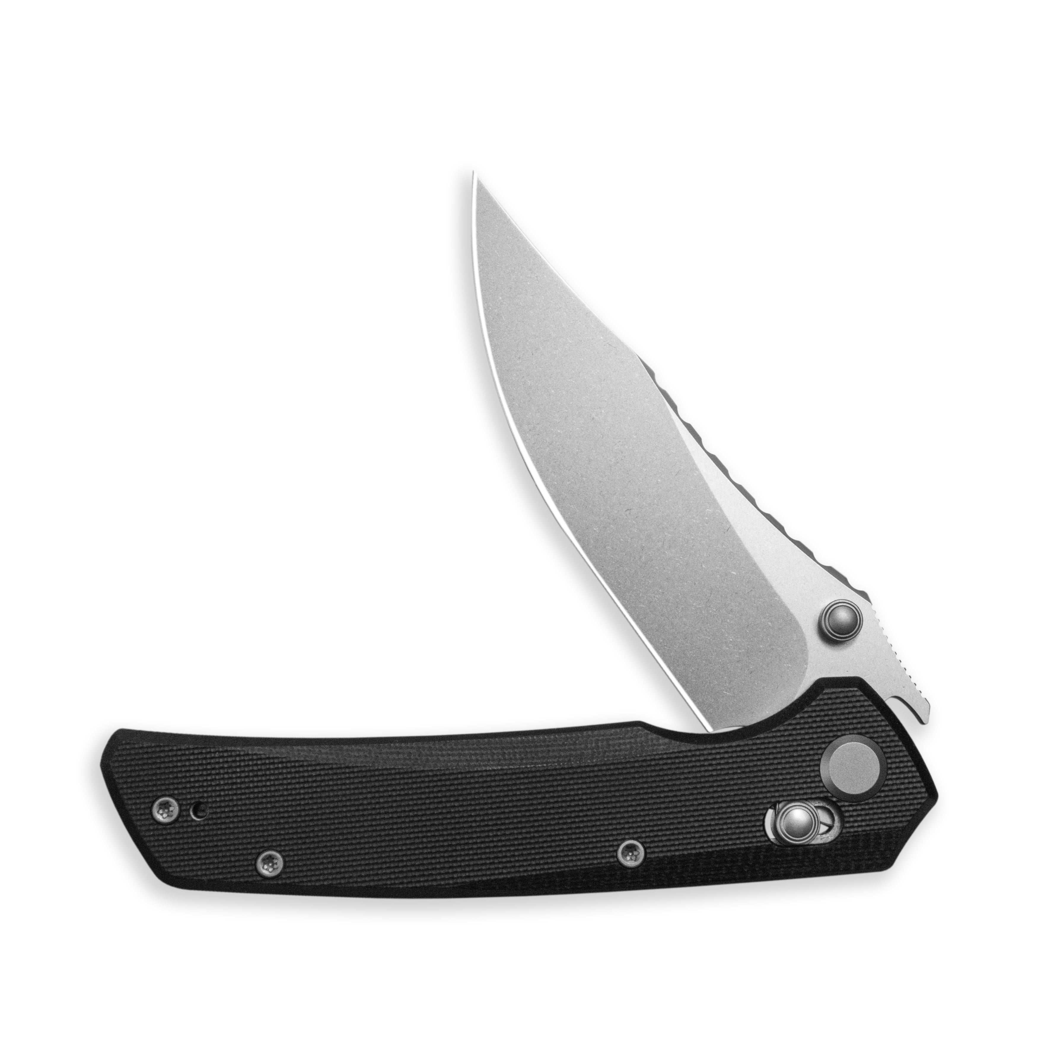 GEO Knife Cirex Crossbar lock Folding Knife Black G10 Handle 3.5" Stonewash Bohler M390 Blade GEO2601A