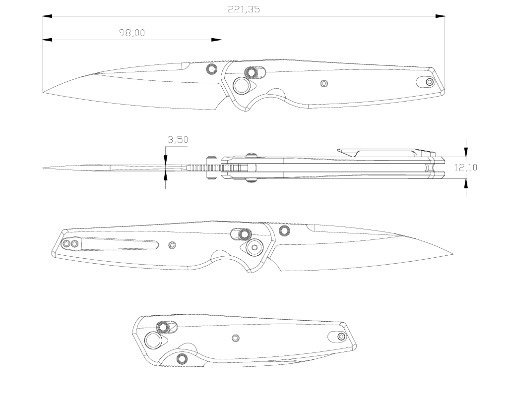 Geo knife FANTASM Axis lock Folding Knife Gray 6AL4V Titanium Handle 3.9" Stonewash Bohler M390 Blade GEO2505A