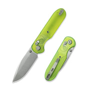 Blade HQ Exclusives SKU : GEO Knife Ethereal Cutter Crossbar lock Folding Knife Green Acrylic Handle 3.0" Stonewash CPM S90V Blade GEO2402O