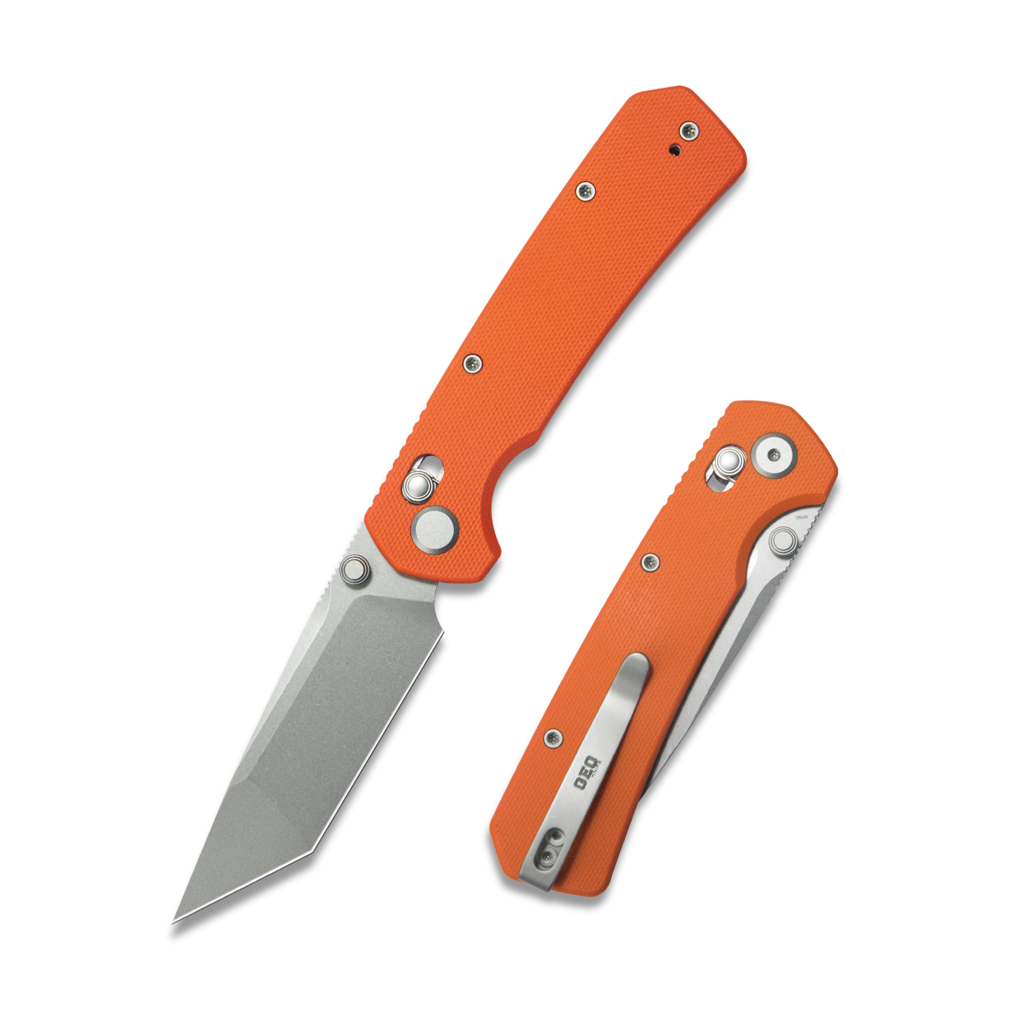 ( Pre-order ) GEO Knife Blaze Crossbar lock Folding Knife Orange G10 Handle 3.3" Stonewash Bohler M390 Blade GEO2503G