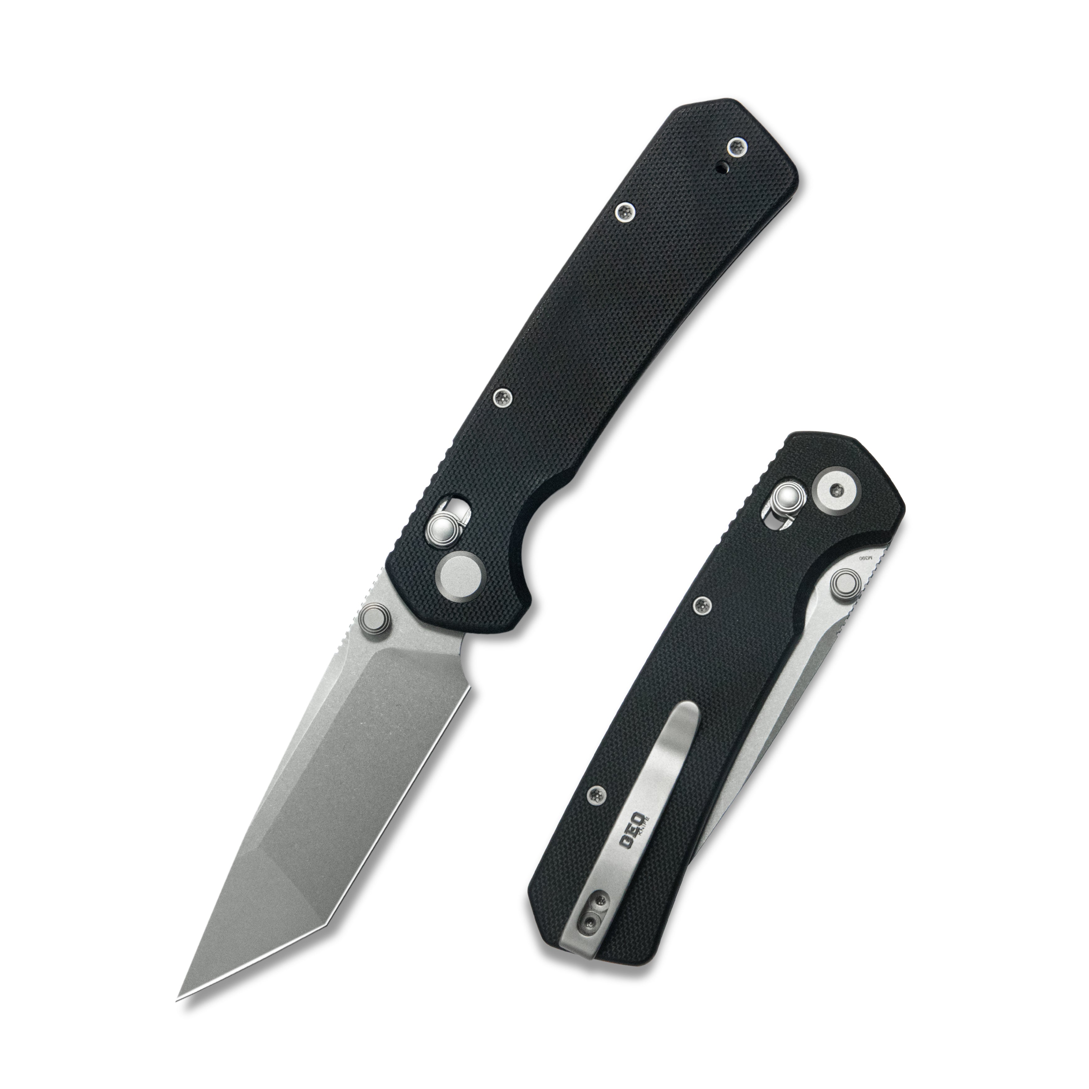 ( Pre-order ) GEO Knife Blaze Crossbar lock Folding Knife Black G10 Handle 3.3" Stonewash Bohler M390 Blade GEO2503D