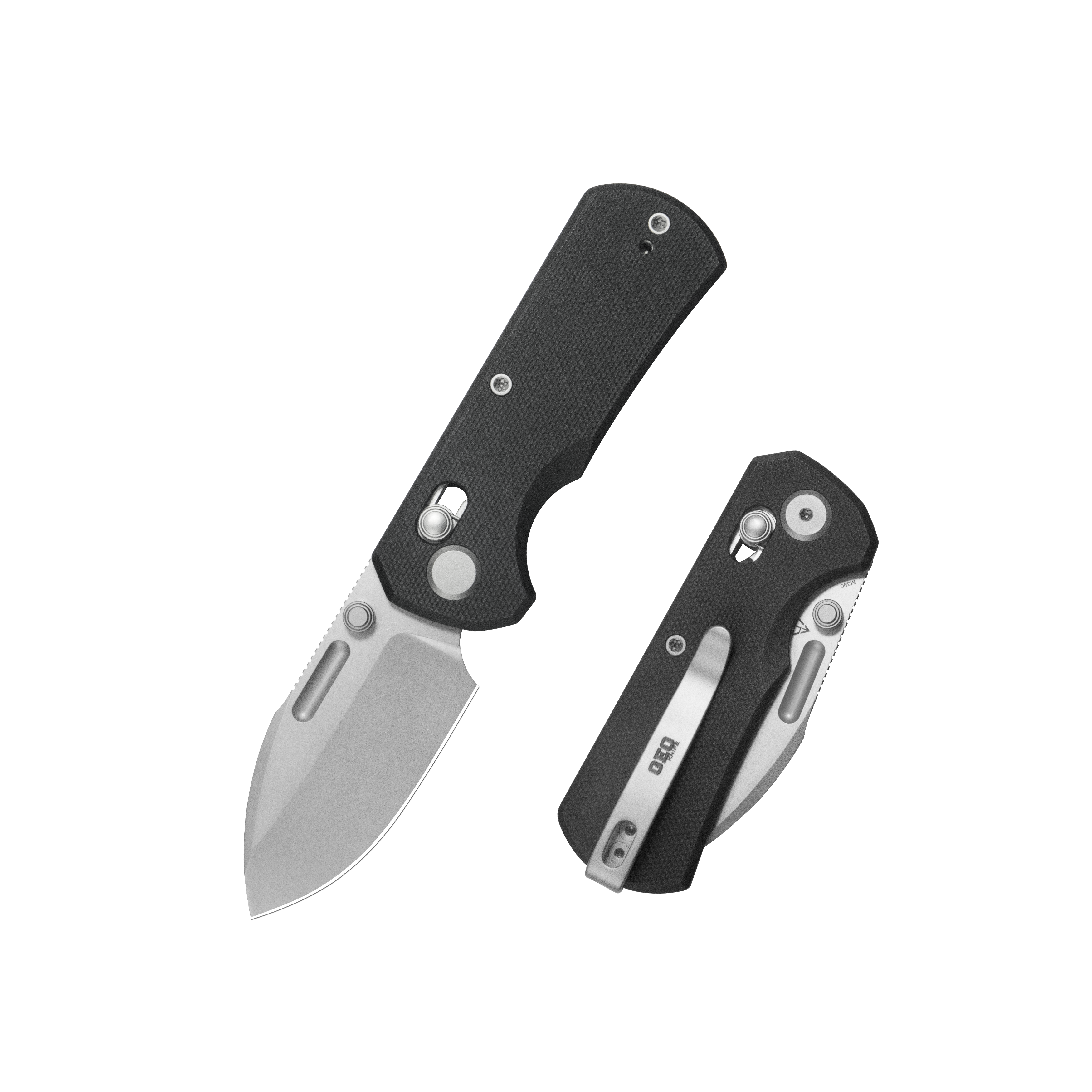 GEO Knife Belluf Crossbar lock Folding Knife Black G10 Handle 2.4" Stonewash Bohler M390 Blade GEO2508A