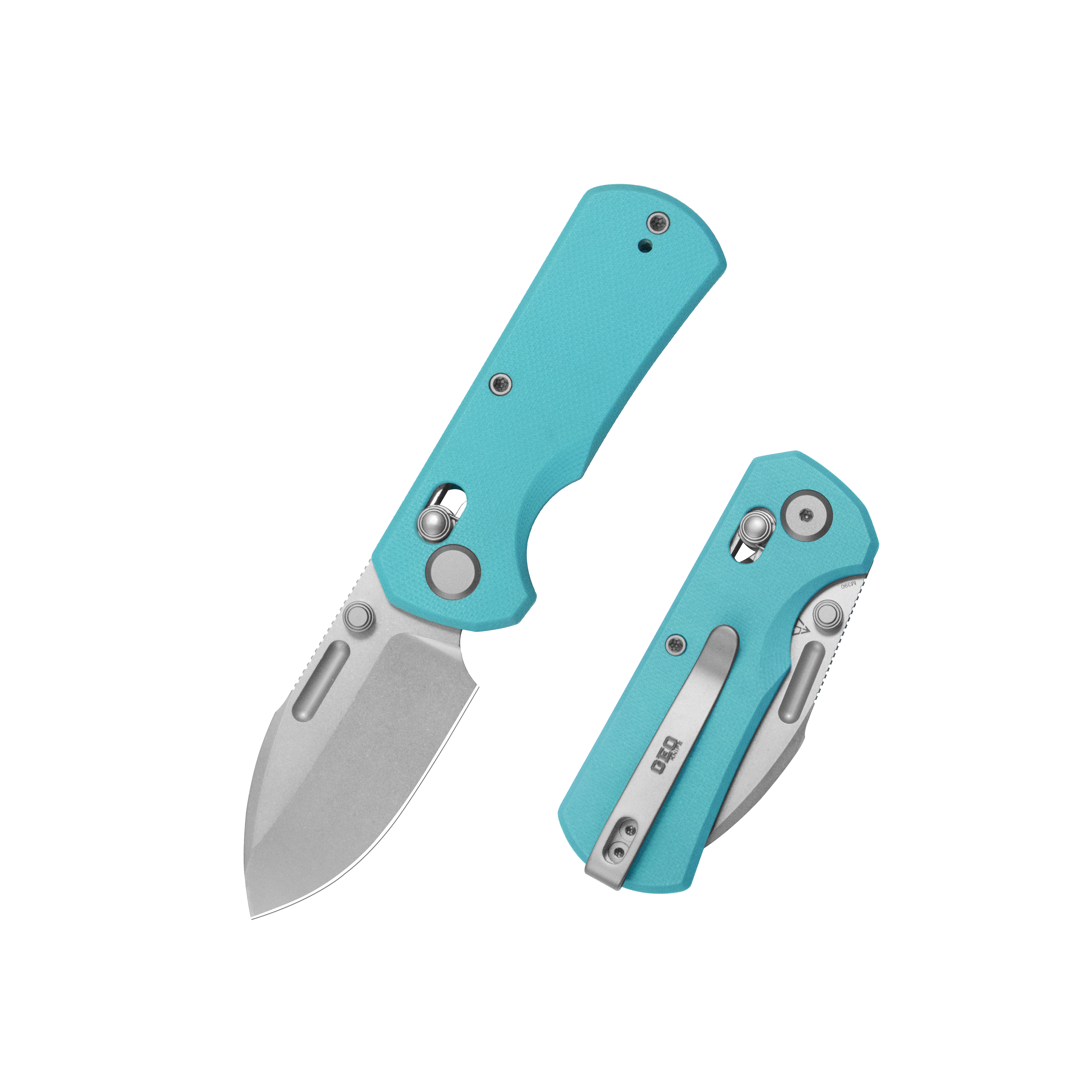 GEO Knife Belluf Crossbar lock Folding Knife Tiffany Blue G10 Handle 2.4" Stonewash Bohler M390 Blade GEO2508B