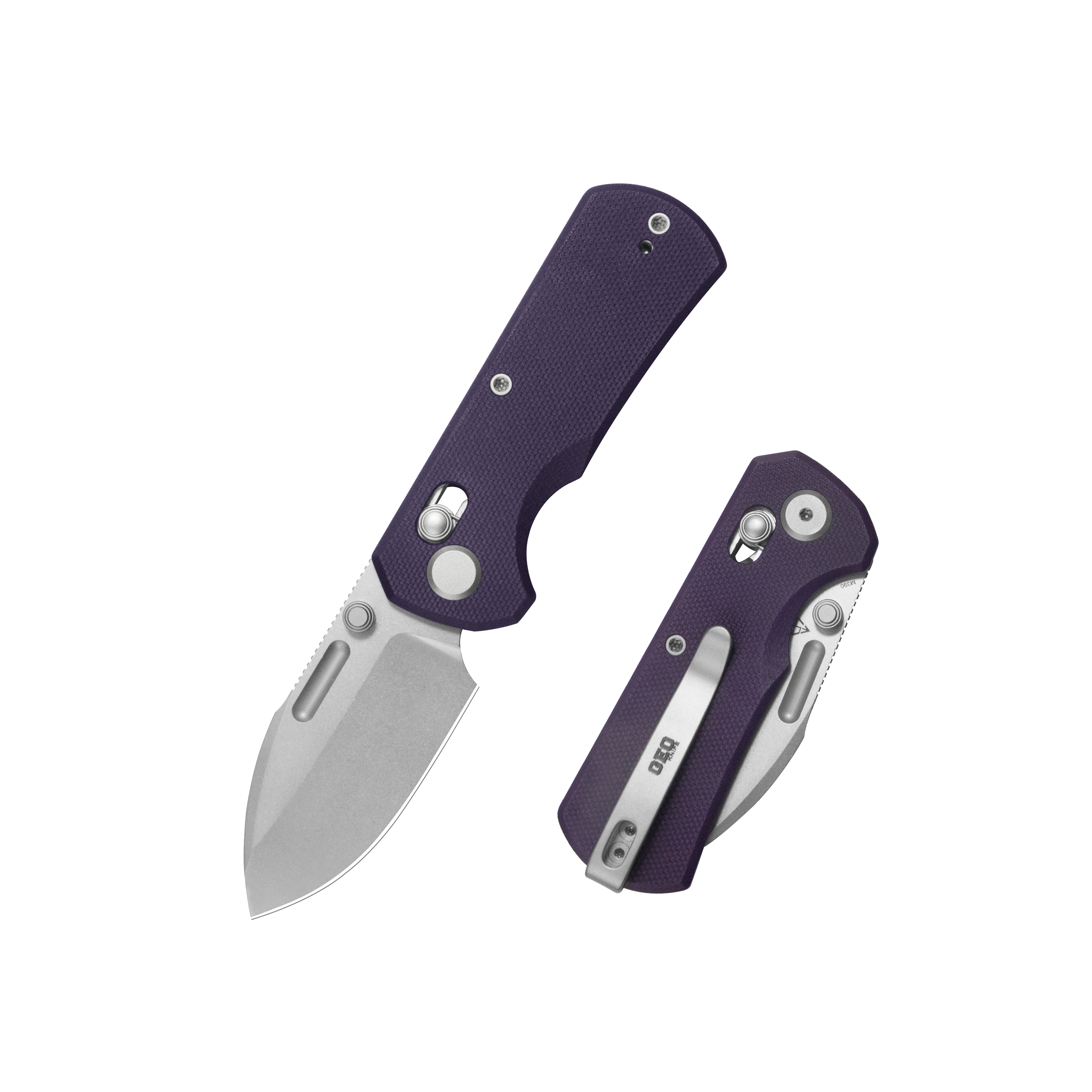 GEO Knife Belluf Crossbar lock Folding Knife Purple G10 Handle 2.4" Stonewash Bohler M390 Blade GEO2508C