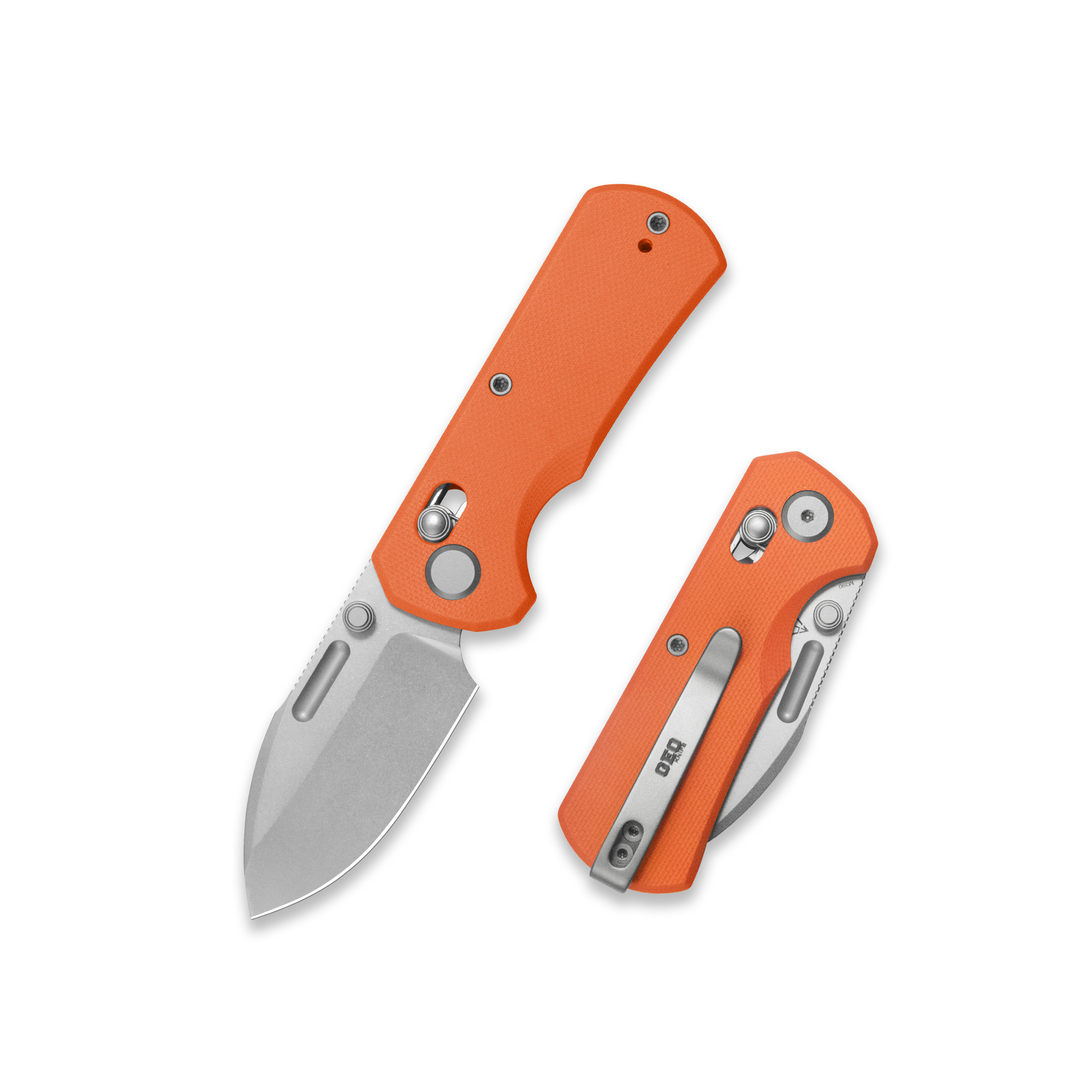 GEO Knife Belluf Crossbar lock Folding Knife Orange G10 Handle 2.4" Stonewash Bohler M390 Blade GEO2508D