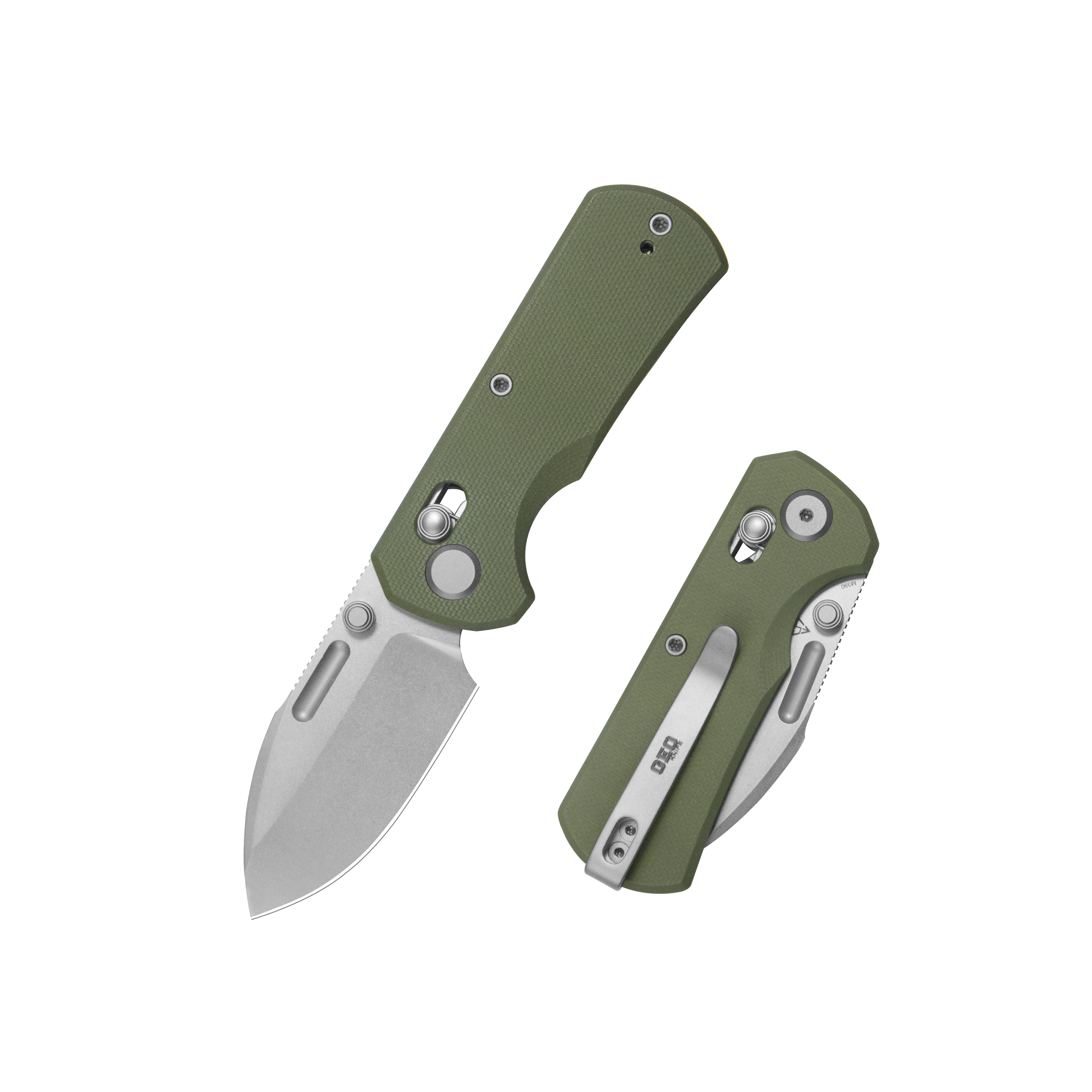 GEO Knife Belluf Crossbar lock Folding Knife Green G10 Handle 2.4" Stonewash Bohler M390 Blade GEO2508E
