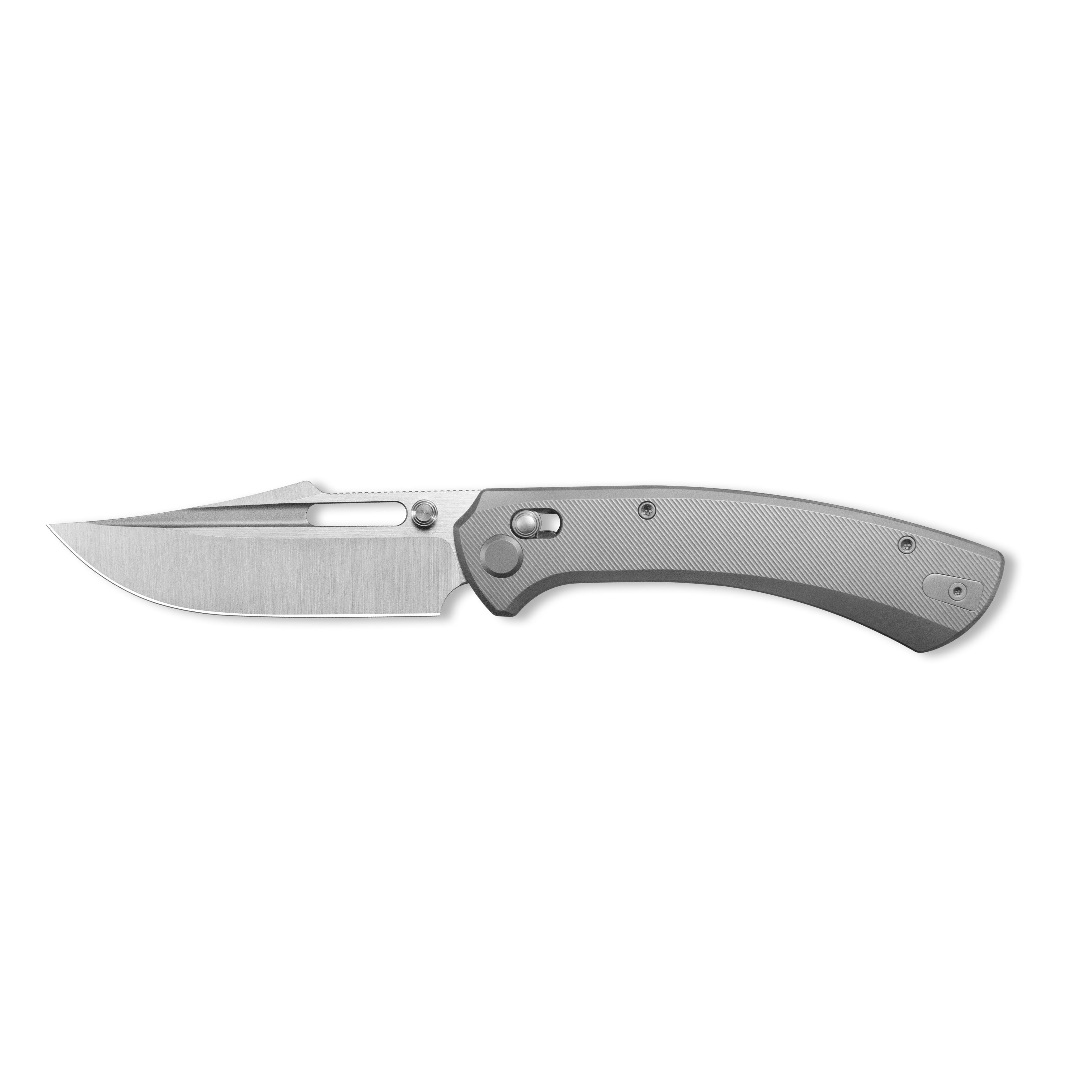 GEO Knife Strix Axis lock Folding Knife Gray 6AL4V Titanium Handle 3.6" Hand-Rubbed Satin Stonewash Bohler M390 Blade GEO2510A