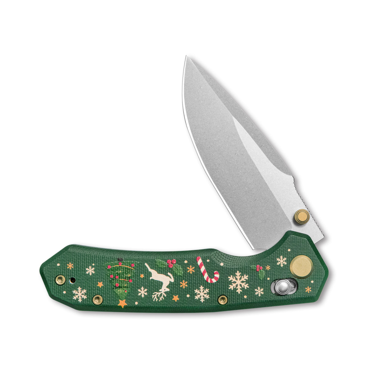 (Pre-order) Christmas Edition: GEO Knife Ravyn Crossbar lock Folding Knife Green G10 Handle 3" Stonewash Bohler M390 Blade GEO2602D