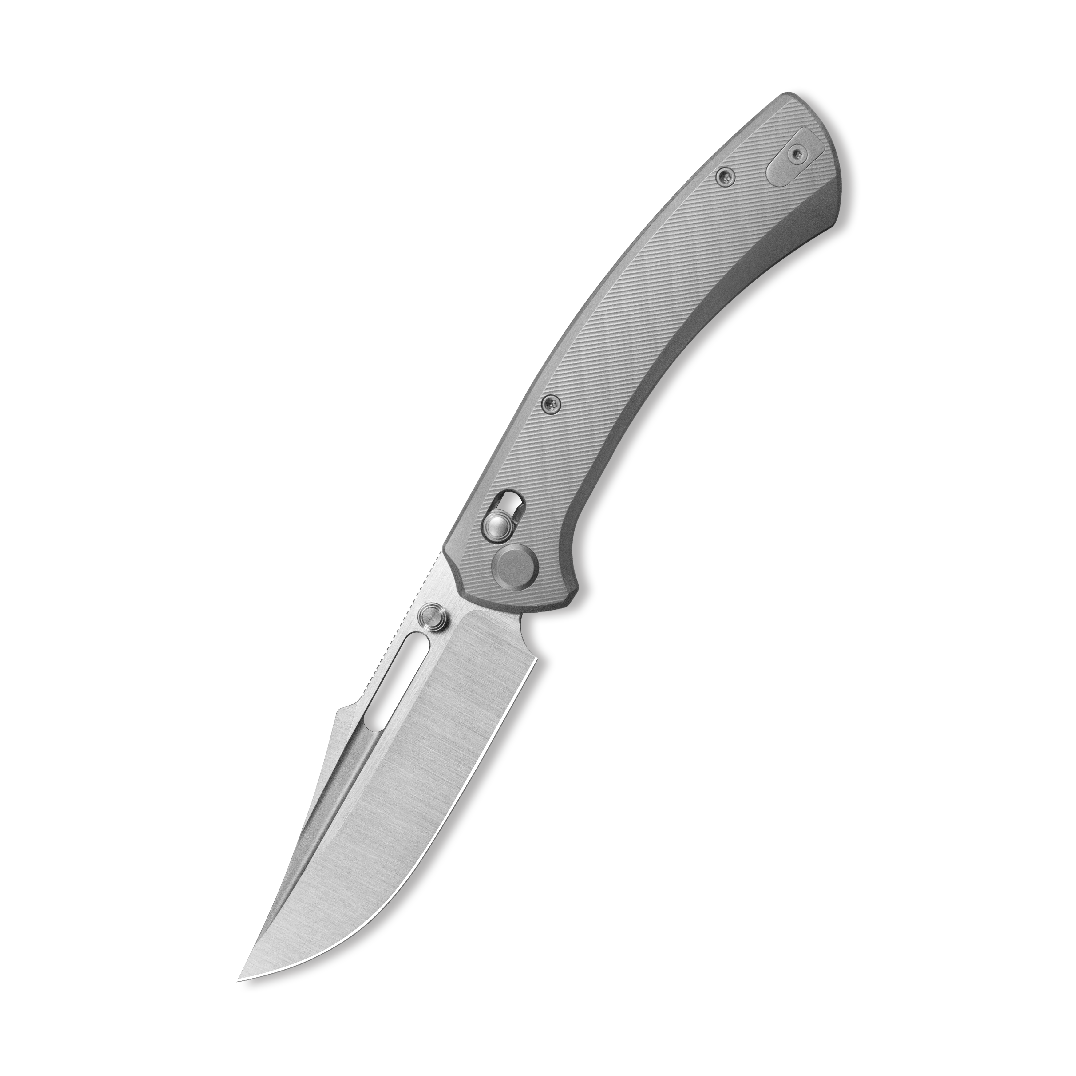 GEO Knife Strix Axis lock Folding Knife Gray 6AL4V Titanium Handle 3.6" Hand-Rubbed Satin Stonewash Bohler M390 Blade GEO2510A