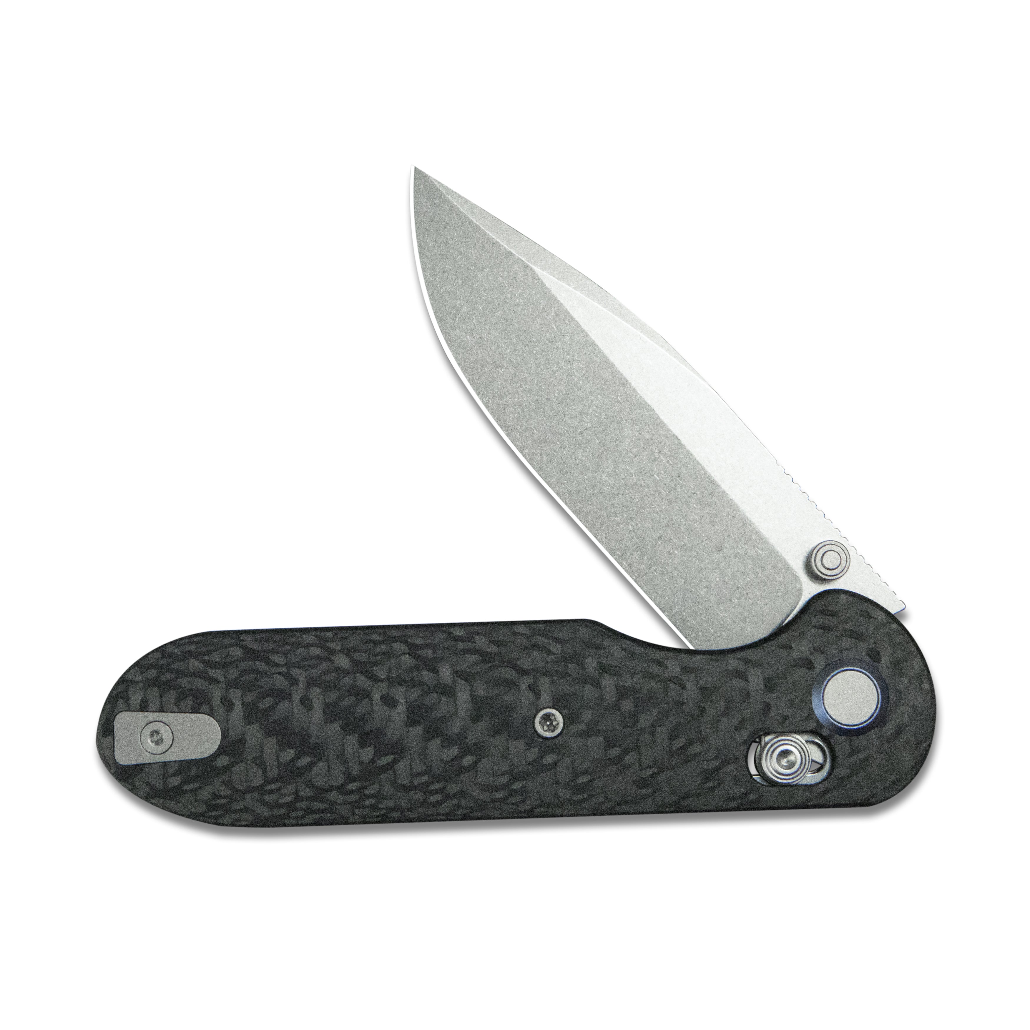 Geo knife Ethereal Cutter Axis lock Folding Knife Black Carbon fiber Handle 3.0" Stonewash Bohler M390 Blade GEO2402K