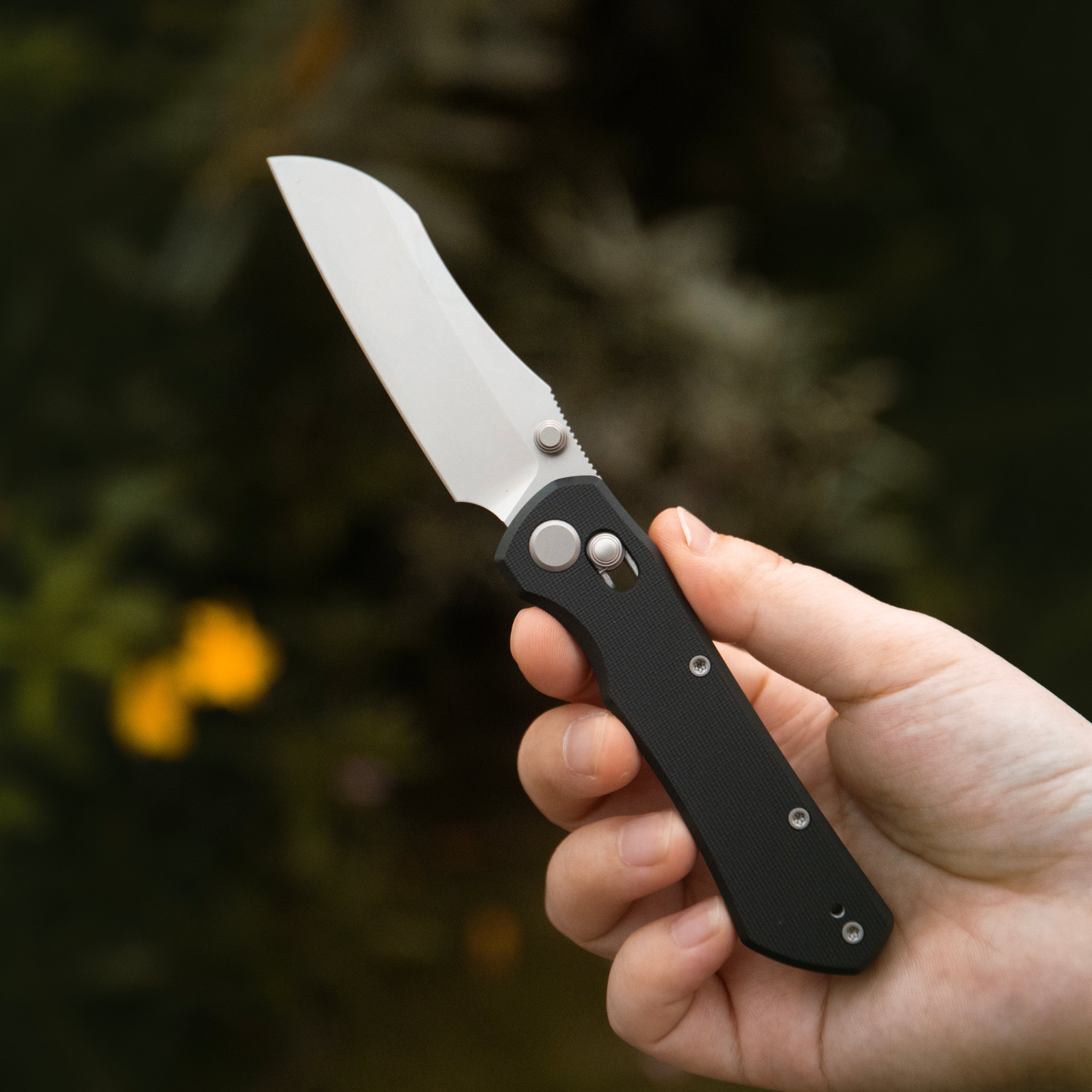 GEO Knife Komodo Crossbar lock Folding Knife Black G10 Handle 3.1" Stonewash Bohler M390 Blade GEO2509E