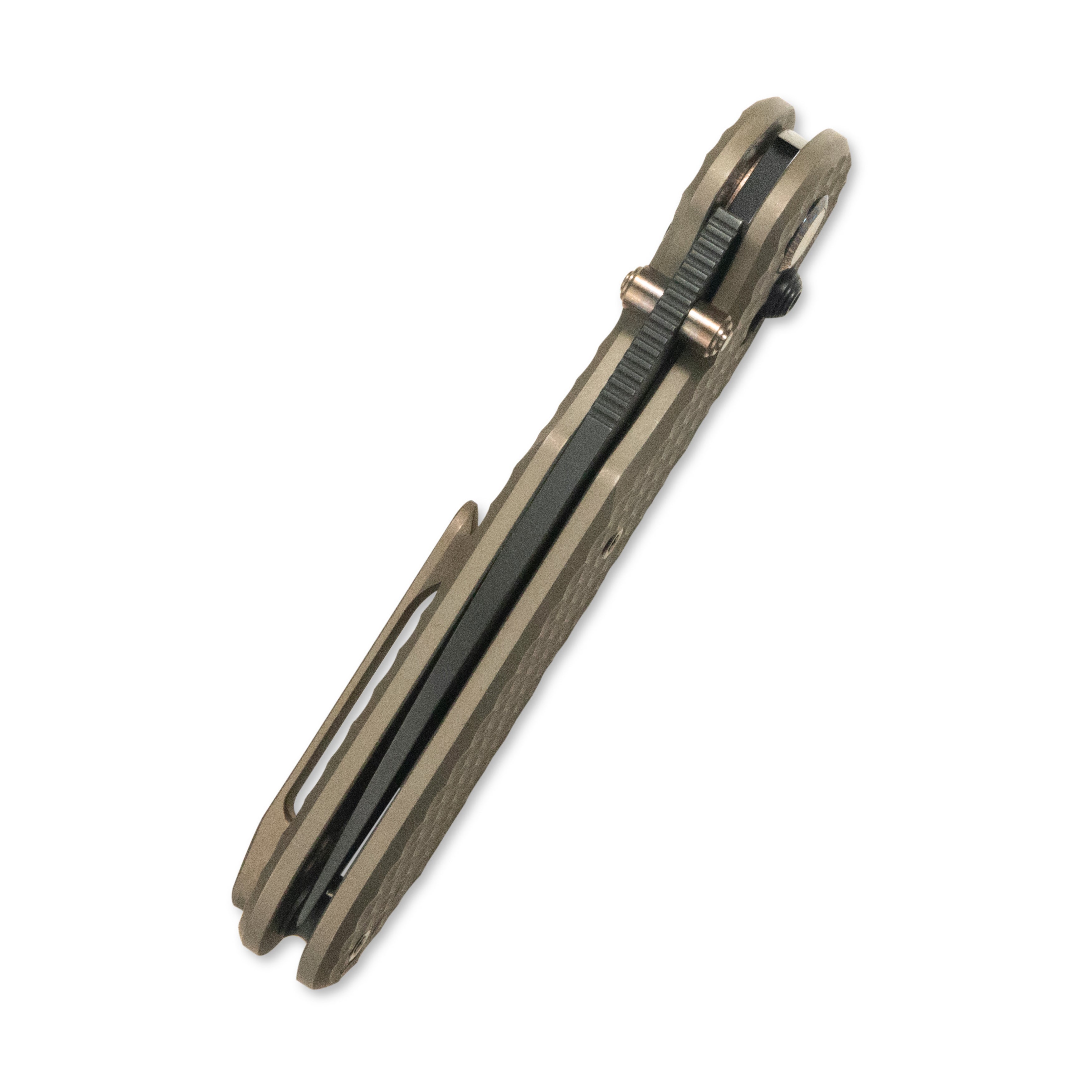 Geo knife Ethereal Cutter Axis Lock Folding Knife Bronze 6AL4V Titanium Handle 3.0" Blackwash Bohler M390 Blade  GEO2402B