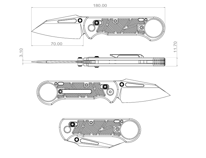 GEO Knife Aska Axis lock Folding Knife Bronze 6AL4V Titanium Handle 2.8" Hand-Rubbed Satin Stonewash Bohler M390 Blade GEO2511C