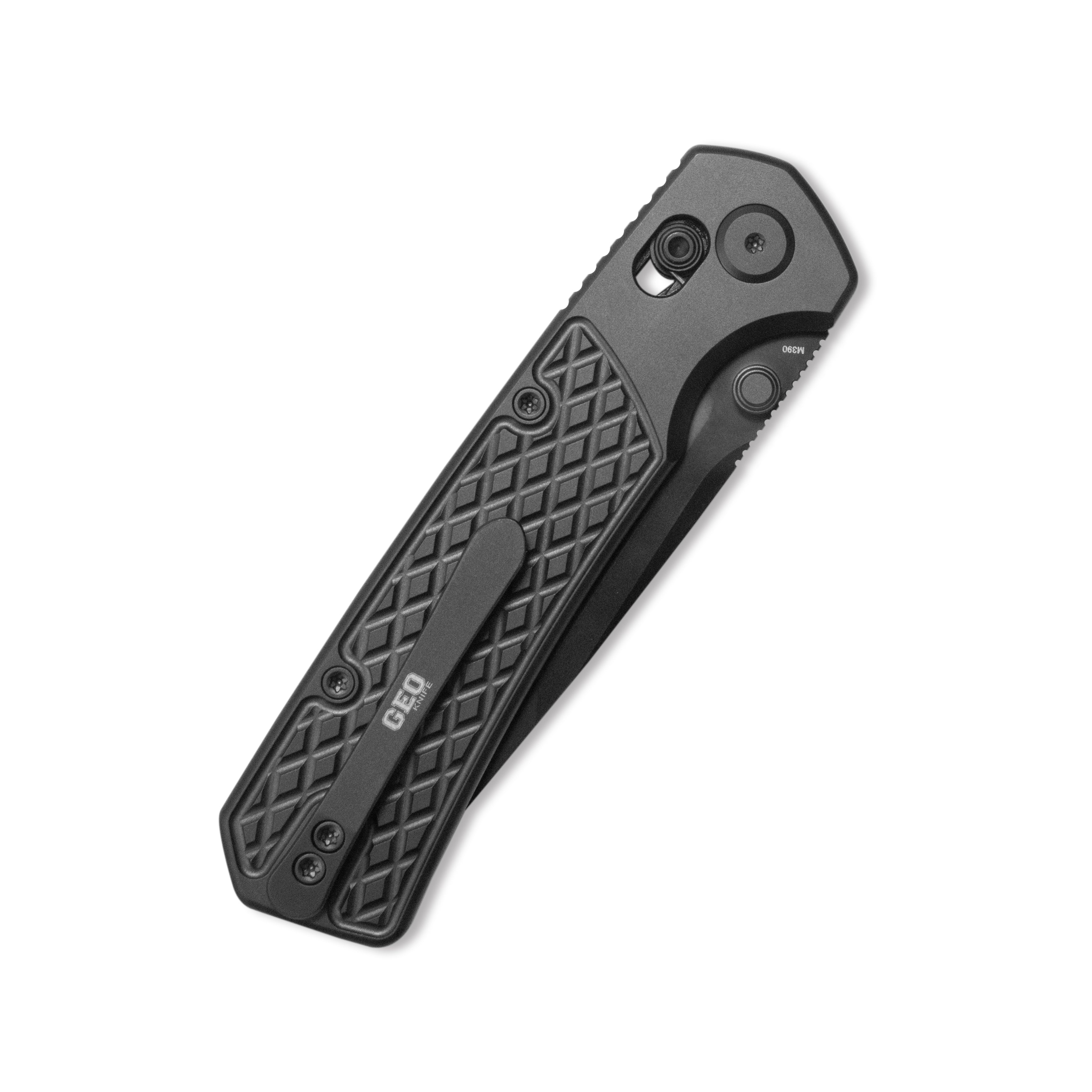 Geo knife Blaze Axis lock Folding Knife Black DLC 6AL4V Titanium Handle 3.3" Black DLC Bohler M390 Blade GEO2503B