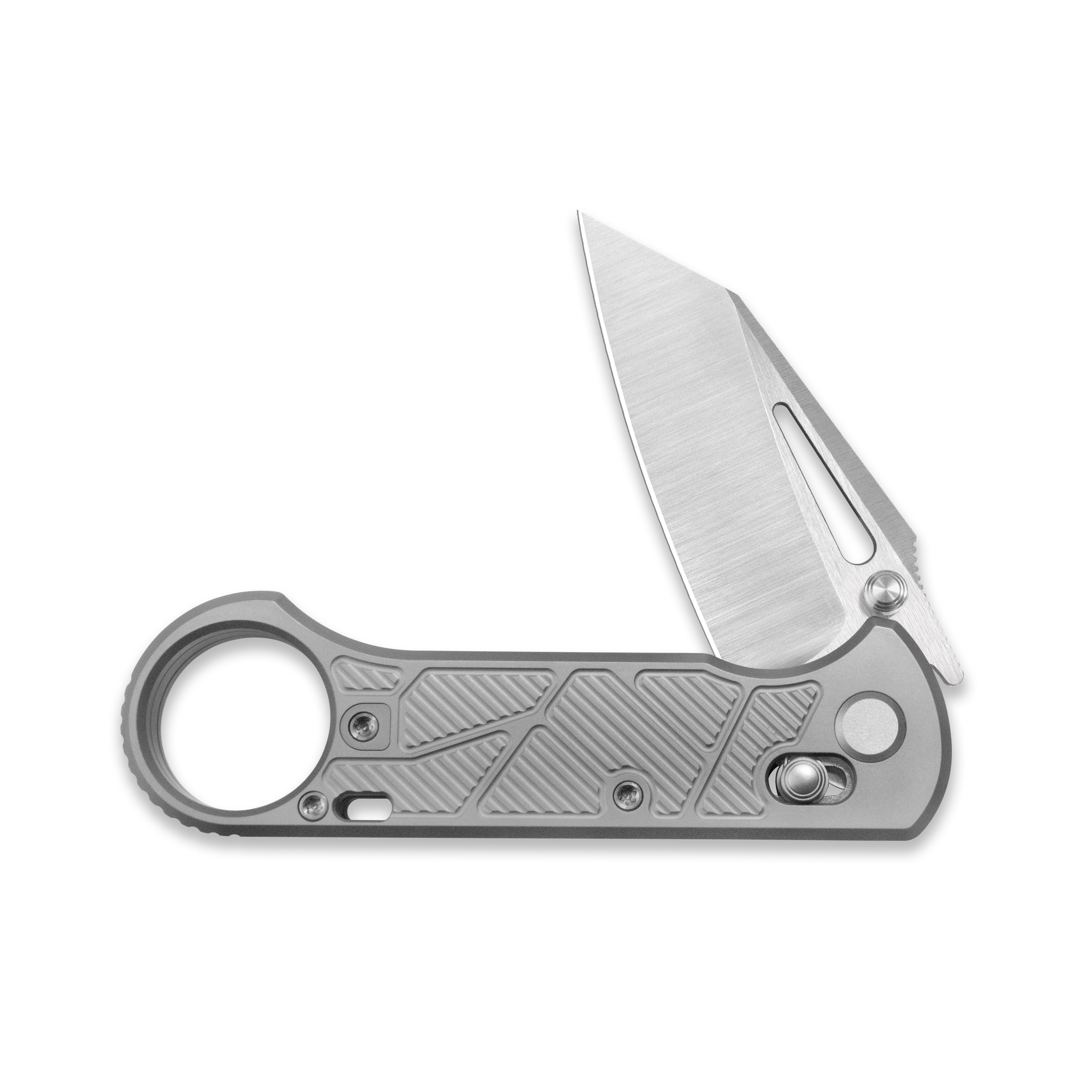 GEO Knife Aska Crossbar lock Folding Knife Gray 6AL4V Titanium Handle 2.8" Hand-Rubbed Satin Stonewash Bohler M390 Blade GEO2511A