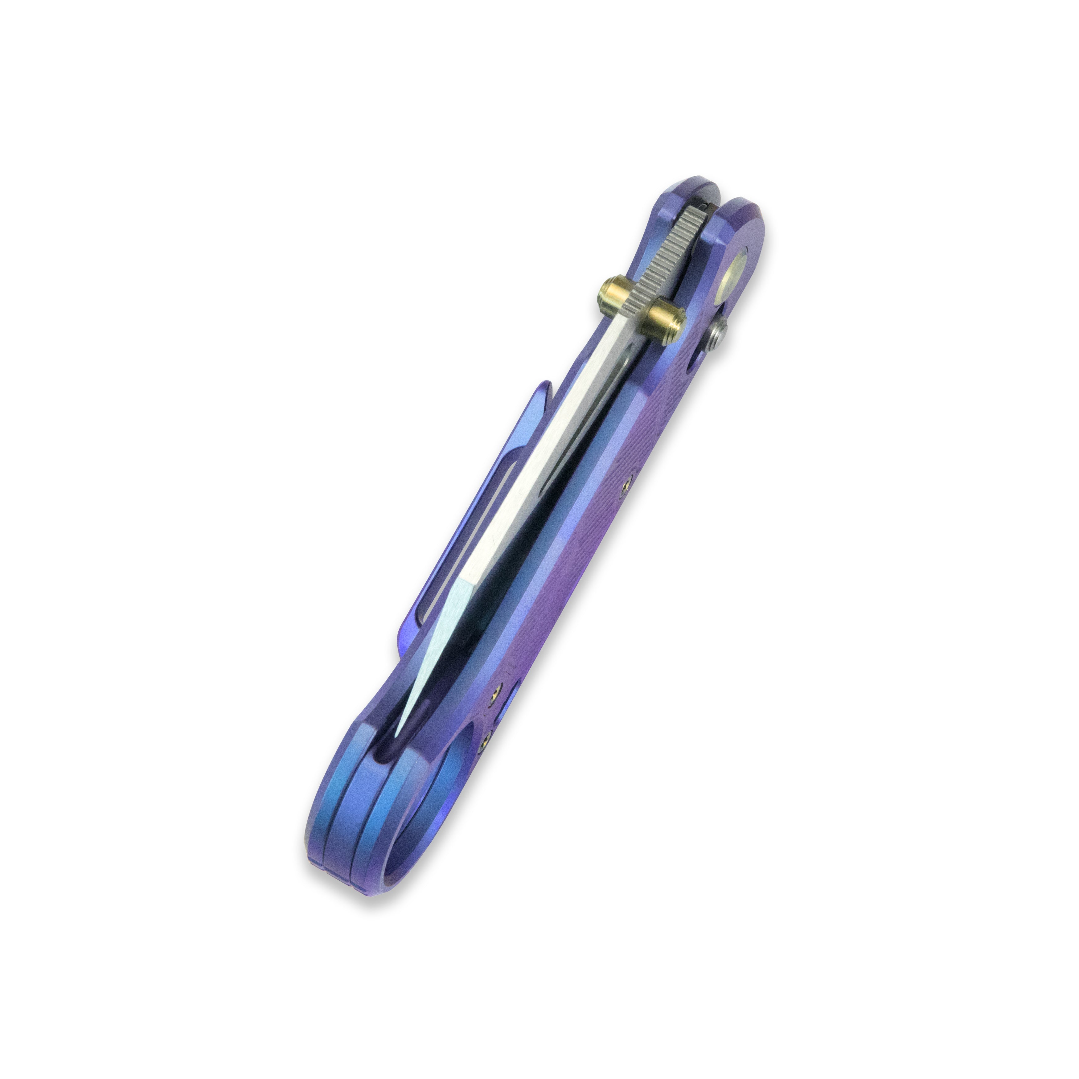 GEO Knife Aska Crossbar lock Folding Knife  Purple 6AL4V Titanium Handle 2.8" Hand-Rubbed Satin Stonewash Bohler M390 Blade GEO2511D